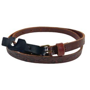 Classic Leather Belt Tooled Flower Pattern